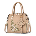 Embroidery Ladies Hand Bags Brown