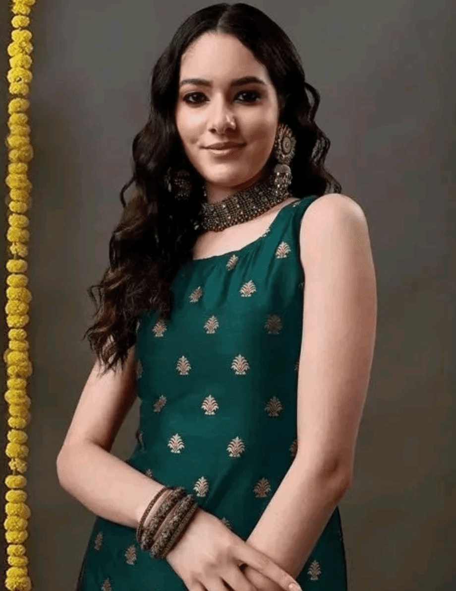 Women Silk Blend Banarasi Woven Work Kurta Salwar And Dupatta Set