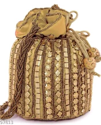 Shakuntala Textile Ethnic Potli For Women's and Girls( Golden)