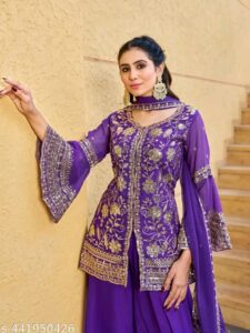 PURPLE KURTI DUPATTA SET