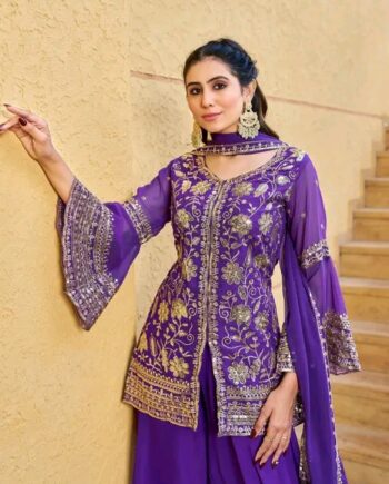 PURPLE KURTI DUPATTA SET