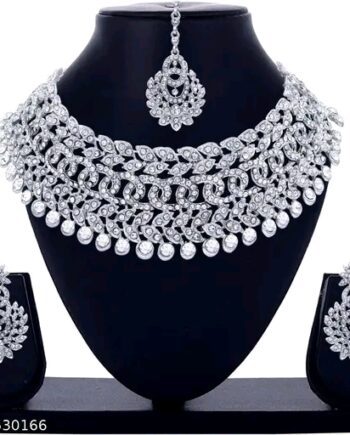 Rhodium Plated Jewellery Set White Austrian Diamond