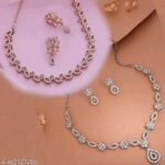 Rose Gold Plated Necklace set with Peach color Kundan pink and silver Diamond set combo|nackless set