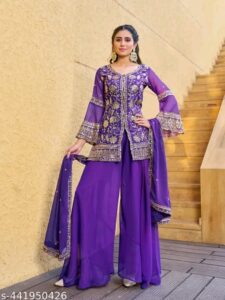 PURPLE KURTI DUPATTA SET