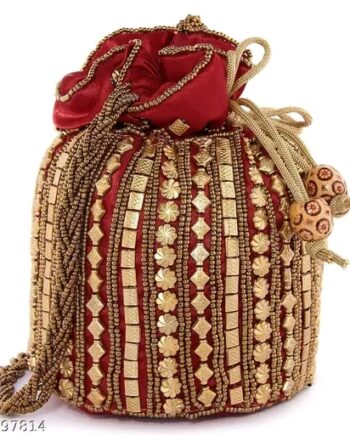 Shakuntala Textile Ethnic Potli For Women's and Girls( Red)