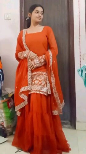 georgette Embroidered Women's Stitched Kurti|sharara garara for women photo review