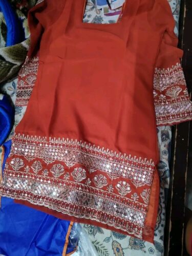 georgette Embroidered Women's Stitched Kurti|sharara garara for women photo review