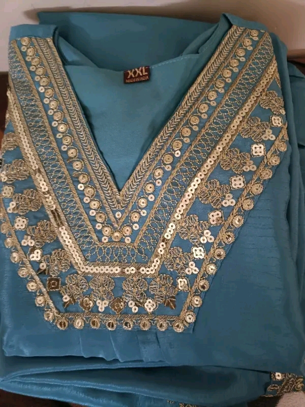 NEW EMBROIDERY A-LINE KURTI WITH DUPATTA WITH PLAZZO photo review